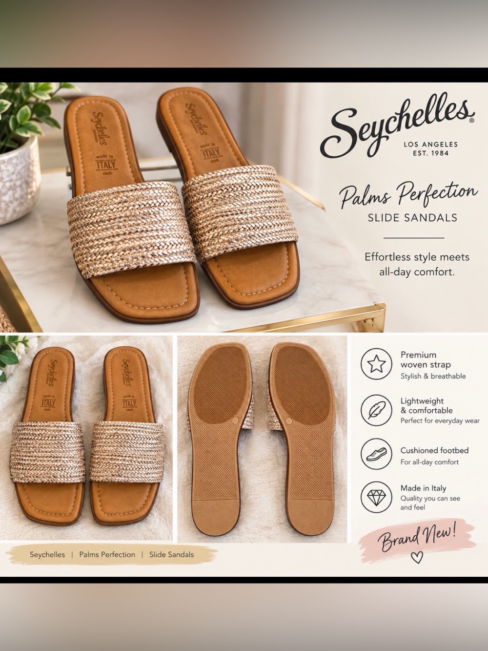 Seychelles Palms Perfection Woven Slide Sandals in Tan